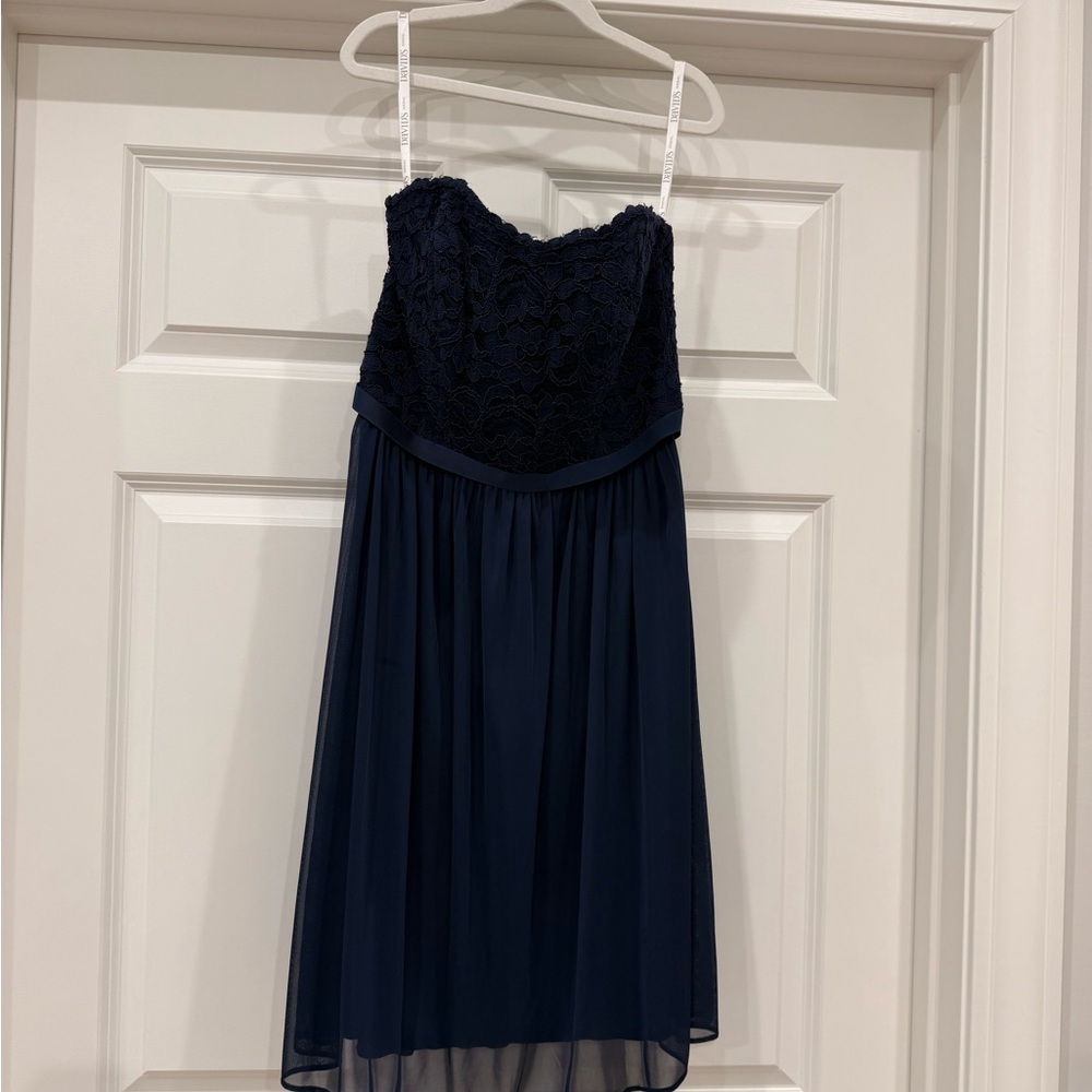 Elegant Navy Blue Strapless Dress